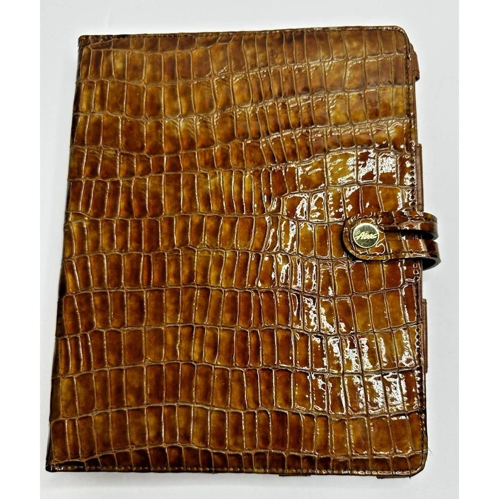 Abas Newberry Croc Embossed Leather iPad Case Tablet Cover Cognac Journal